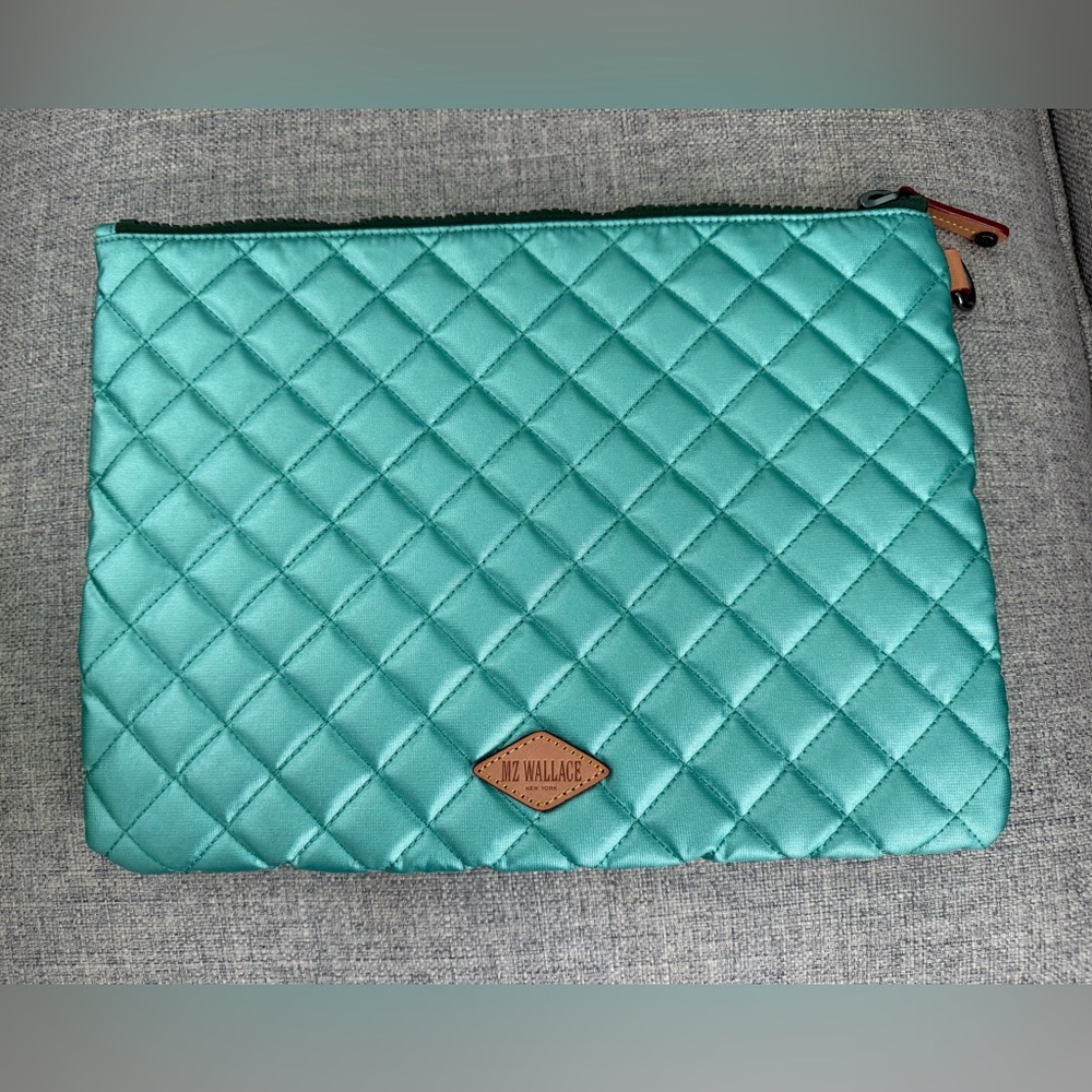 MZ Wallace Large Metro Pouch Aqua Teal - Picture 8 of 11